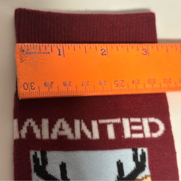 Xmas Socks Rudolph WANTED FOR RUNNING OVER G’MA NWOT - Picture 6 of 10